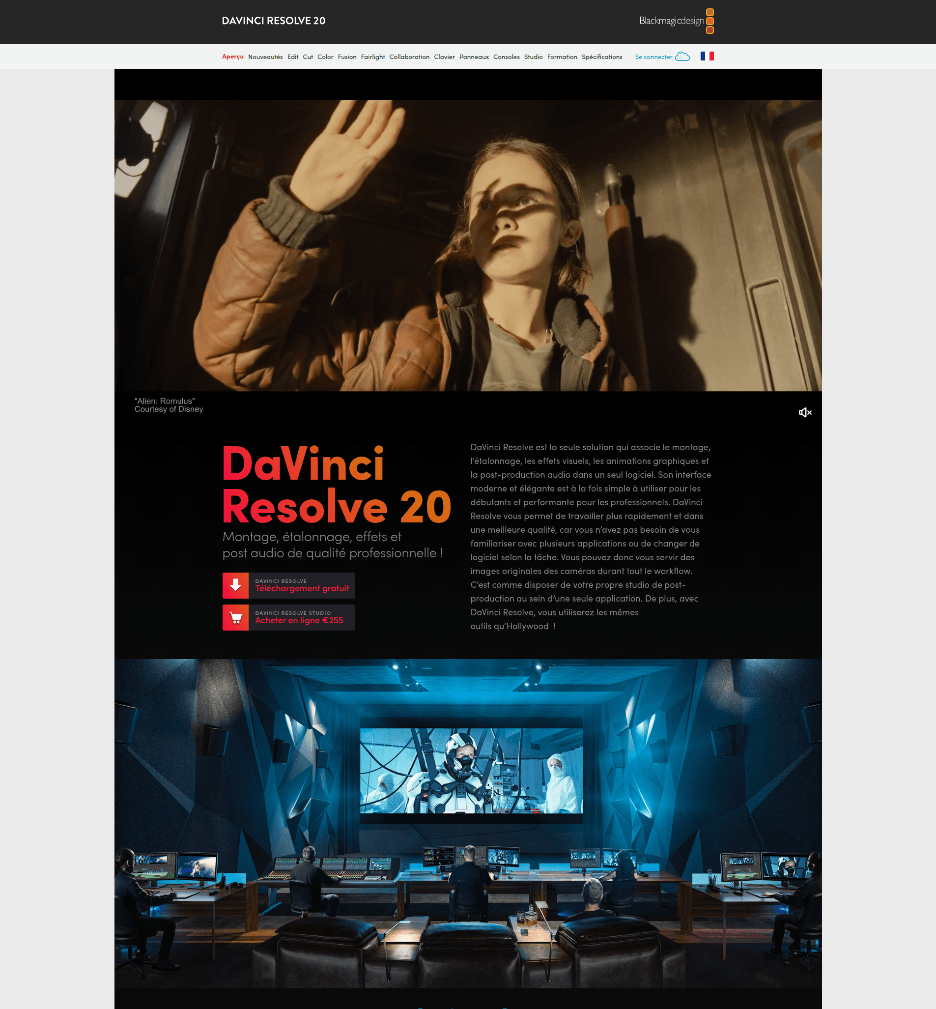 Interface de DaVinci Resolve - logiciel de montage vidéo professionnel