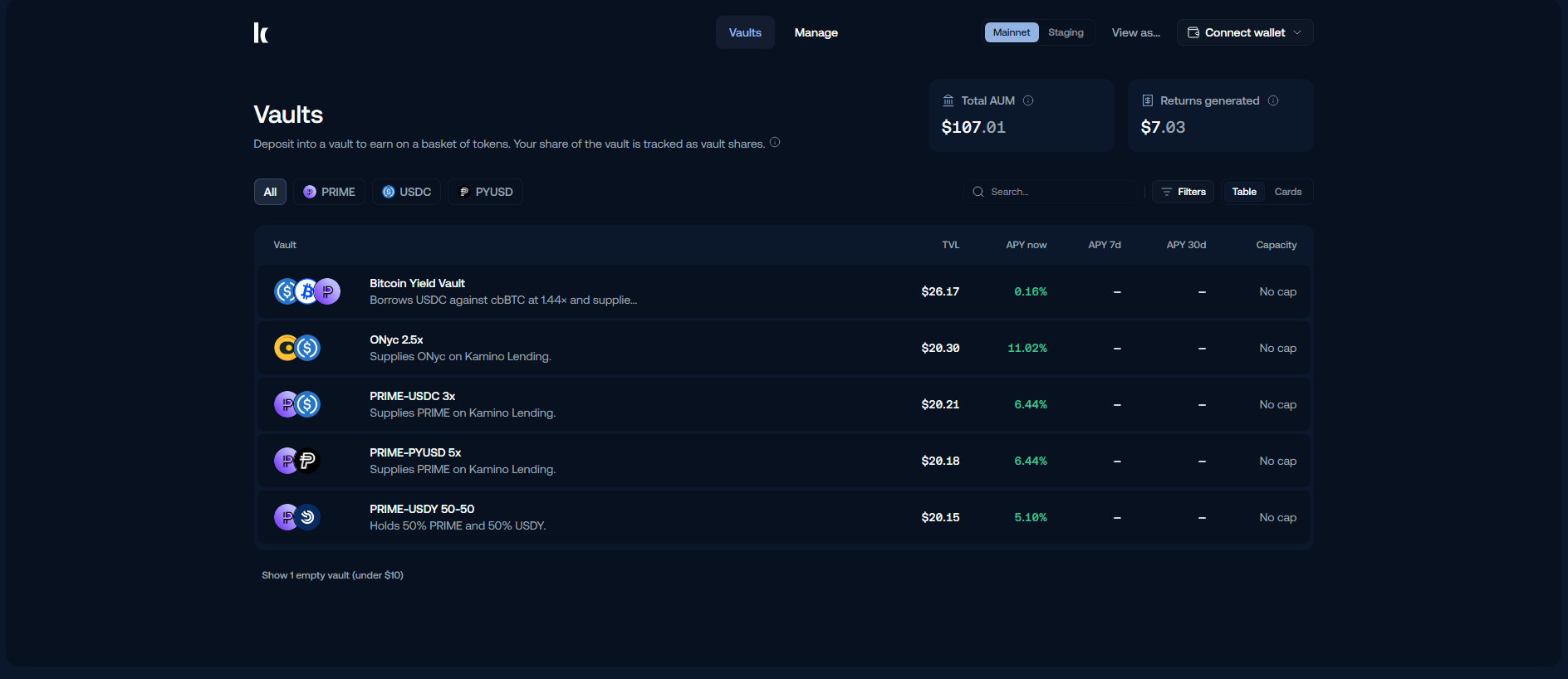 Stored capture of metavaults.kamino.fi