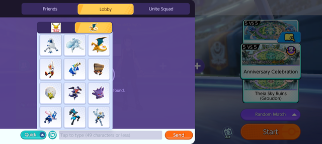 By selecting the yellowed/highlighted Charizard at the top of the sticker selection pop-up, you can select from all of the Unite Pokemon a sticker to tell in lobby teammates who you will be choosing next to play.