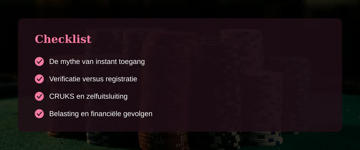 Veilig spelen zonder registratie: de feiten en risico's — Checklist