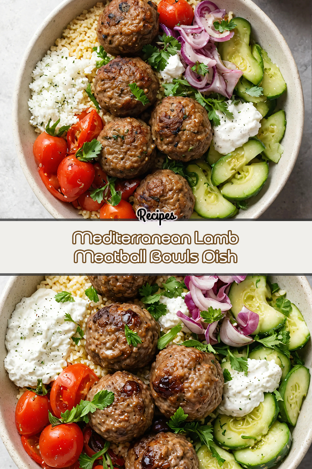 Mediterranean Lamb Meatball Bowls Dish