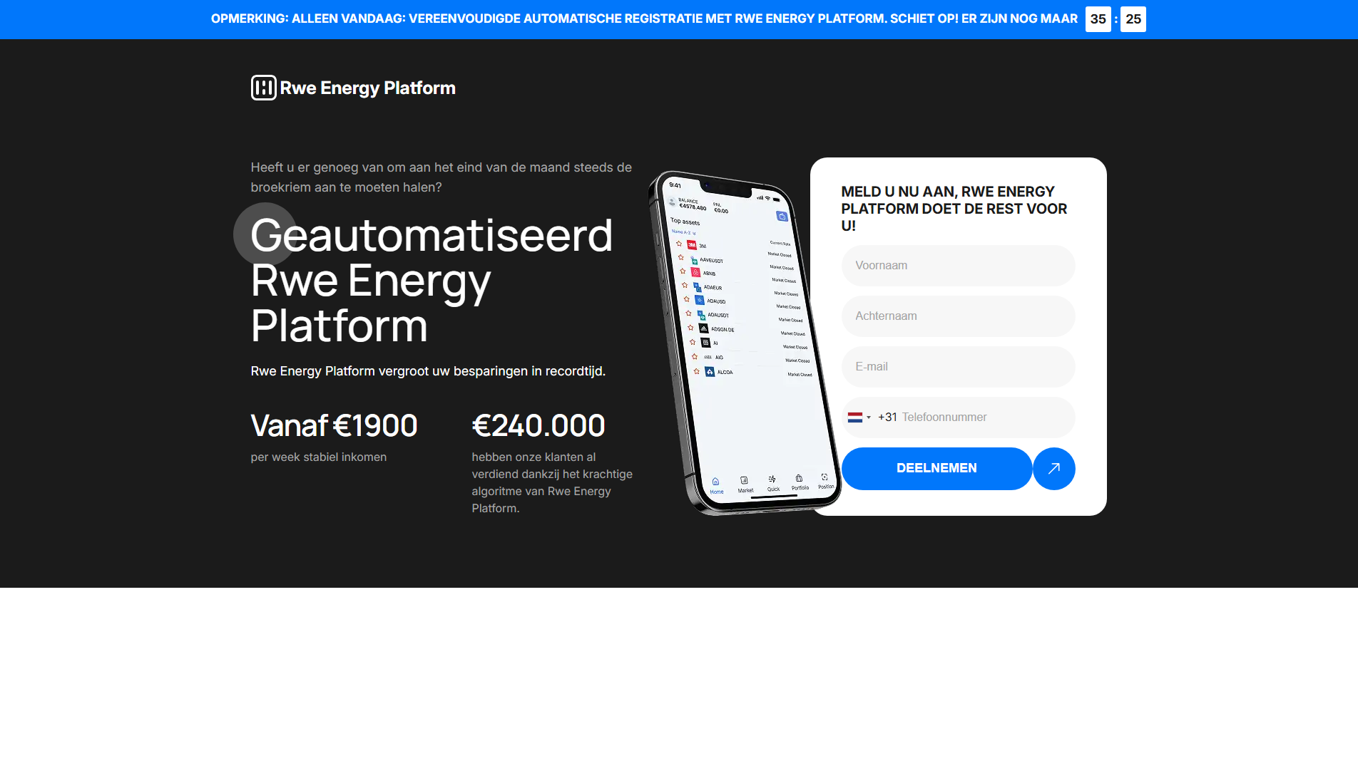 Stored capture of rweenergyplatform.net