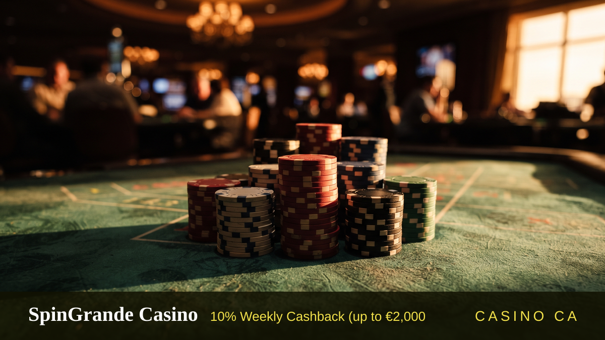 SpinGrande Casino — welcome bonus 10% Weekly Cashback (up to €2,000 + 500 FS, payments: Visa, Mastercard, Skrill, Neteller, Paysafecard