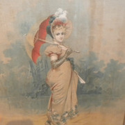 PARASOL PRINT ON SILK IN DECORATIVE FRAME