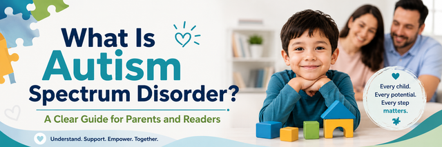 child with parents learning about autism spectrum disorder awareness and early support