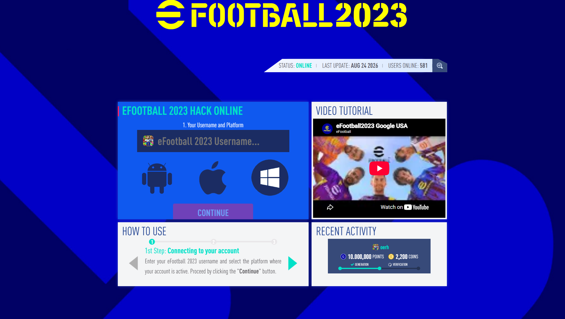 Stored capture of efootball2023hack.newcheatonline.com