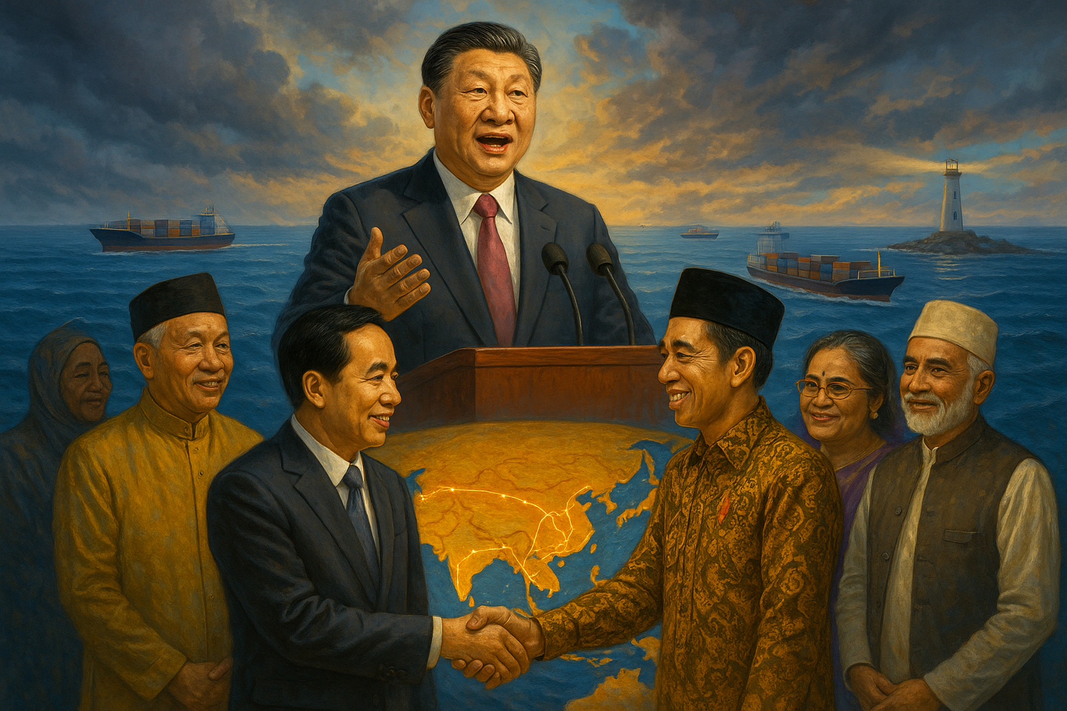 Chinese President Xi Jinping addressing Asian leaders on supply chain stability