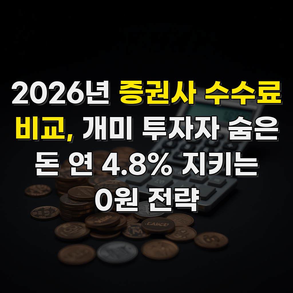 2026년 증권사 수수료 비교, 개미 투자자 숨은 돈 연 4.8% 지키는 0원 전략