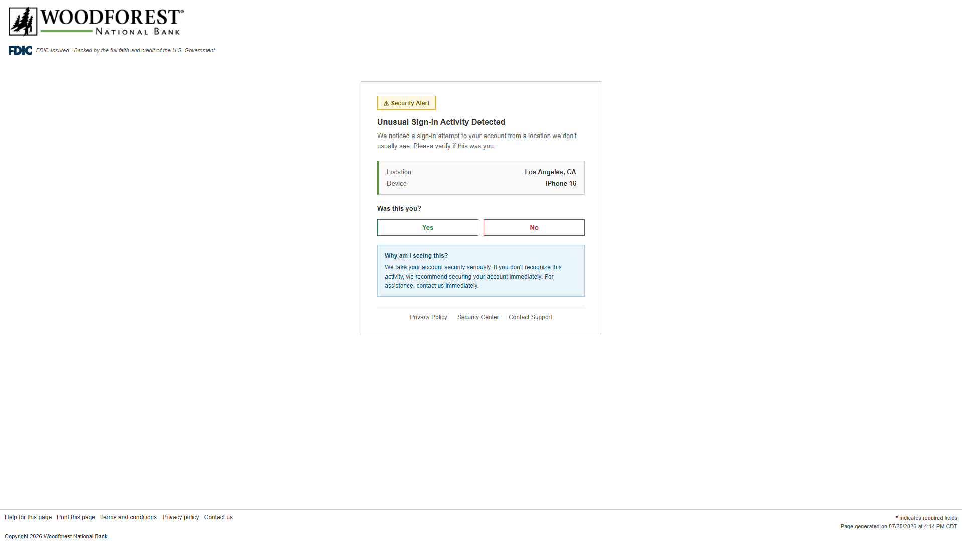 Forensic screenshot of wnbtreasurymanager.icu showing the phishing page layout