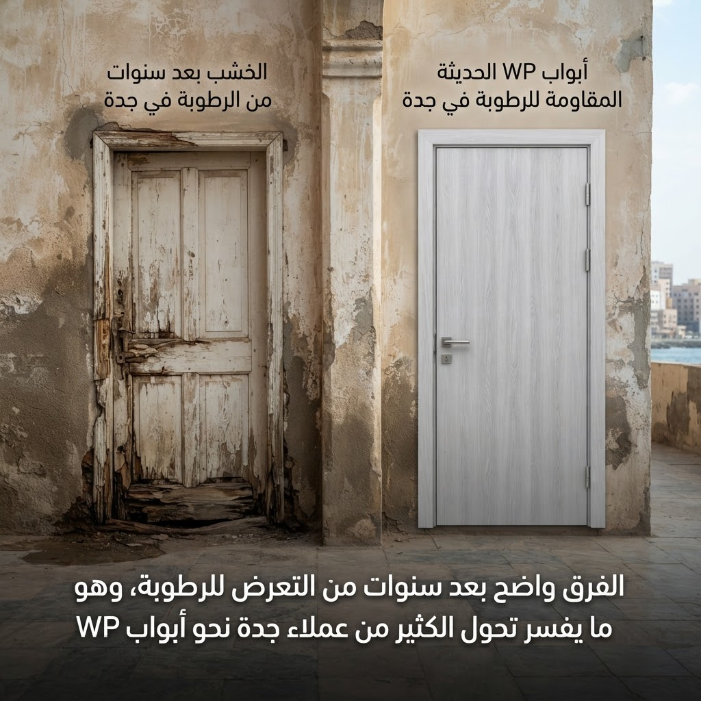 مقارنة بين باب WPC وباب خشبي تقليدي من ناحية مقاومة الرطوبة في جدة