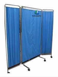 Folding privacy screen 3 panel MS powder coat washable fabric ward clinic India