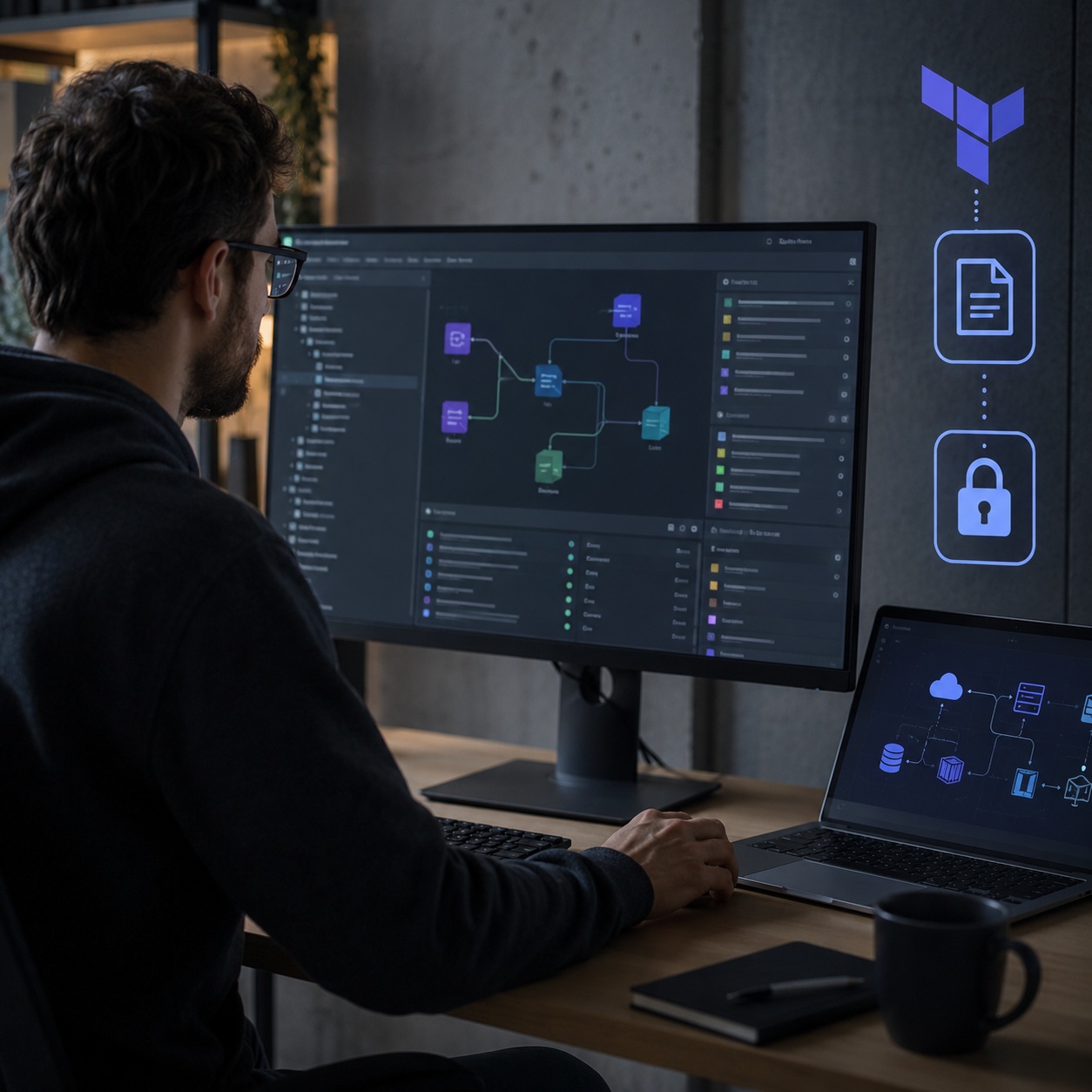 Illustration of a Terraform dependency lock file securing provider checksums