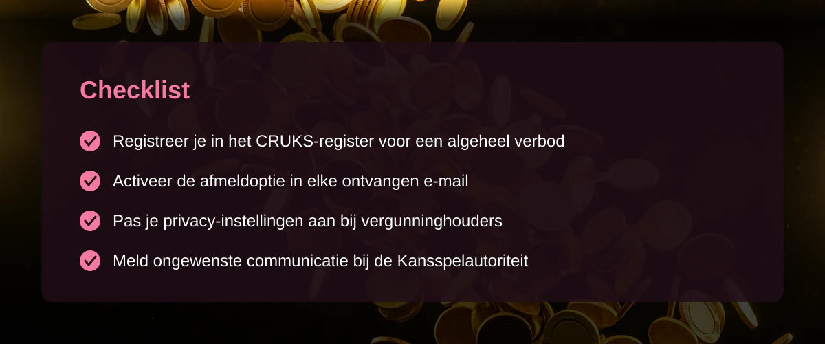 Stappen om casino spam te stoppen en je postvak schoon te houden — Checklist