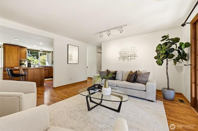 Elegant great room with hardwood finishes