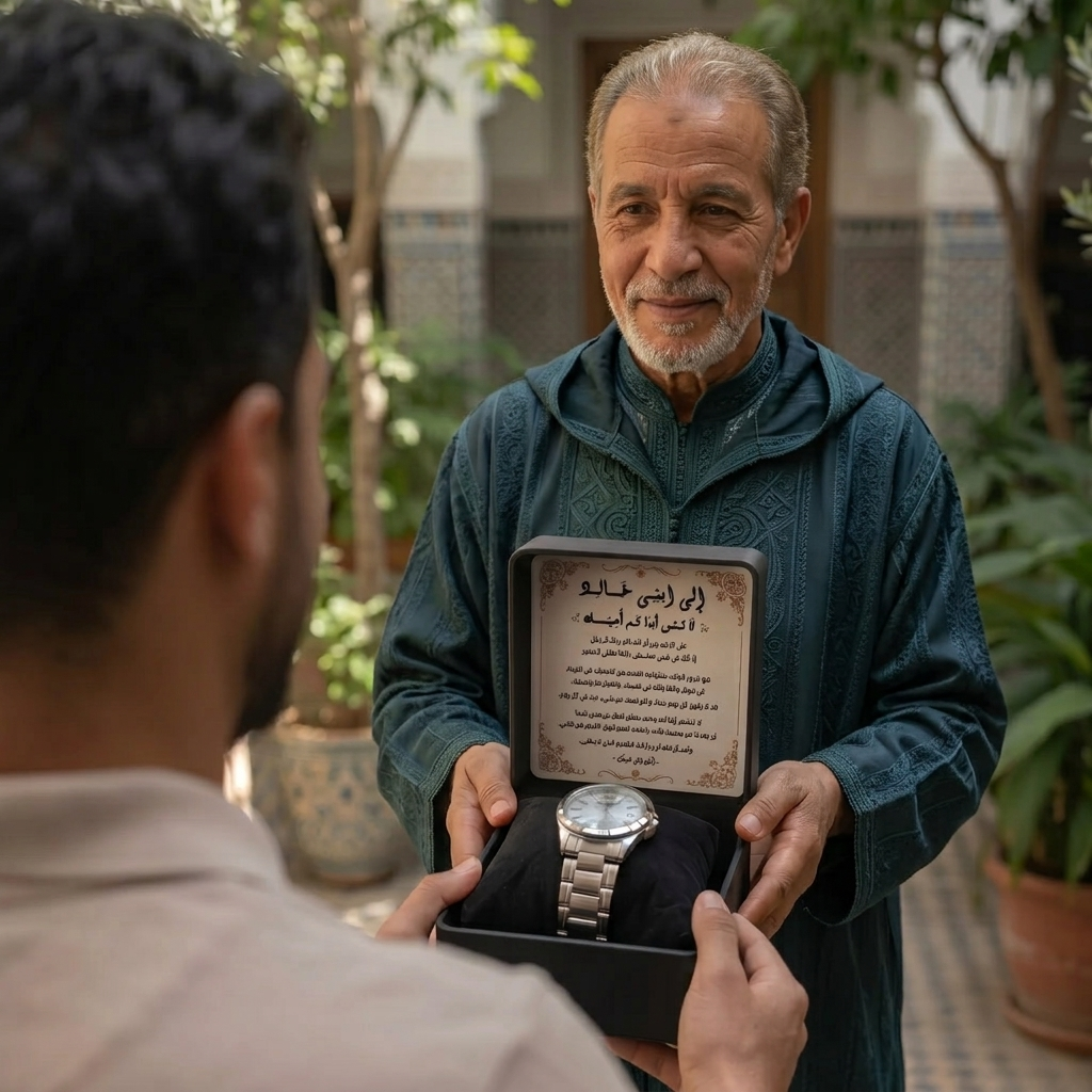 أب يهدي الساعة لابنه