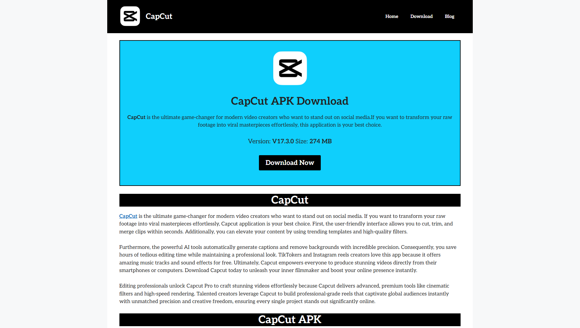 Stored capture of cap-cut.com