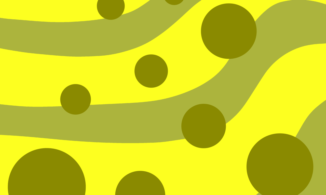 A flag with six very wavy stripes. From top right to bottom left, they switch between being light yellow and muted light gold. There are gold spots of varying sizes over the whole flag.