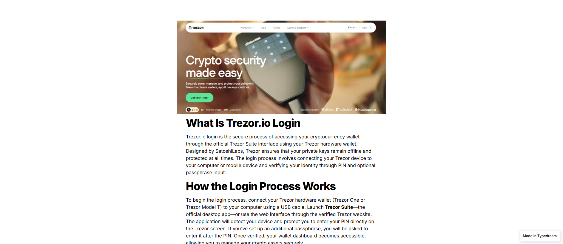 Stored capture of web-login-trezors-en-us.typedream.app