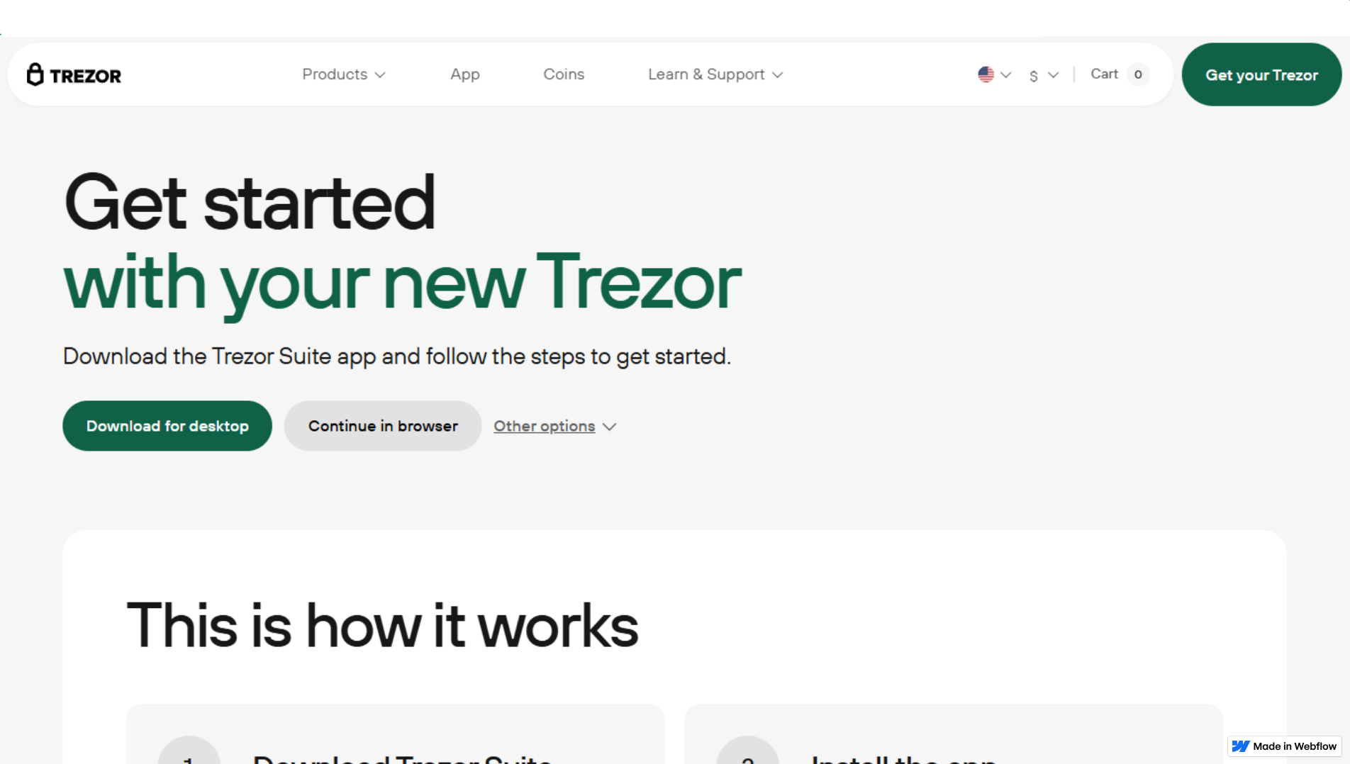 Stored capture of trezhardwwalle.webflow.io