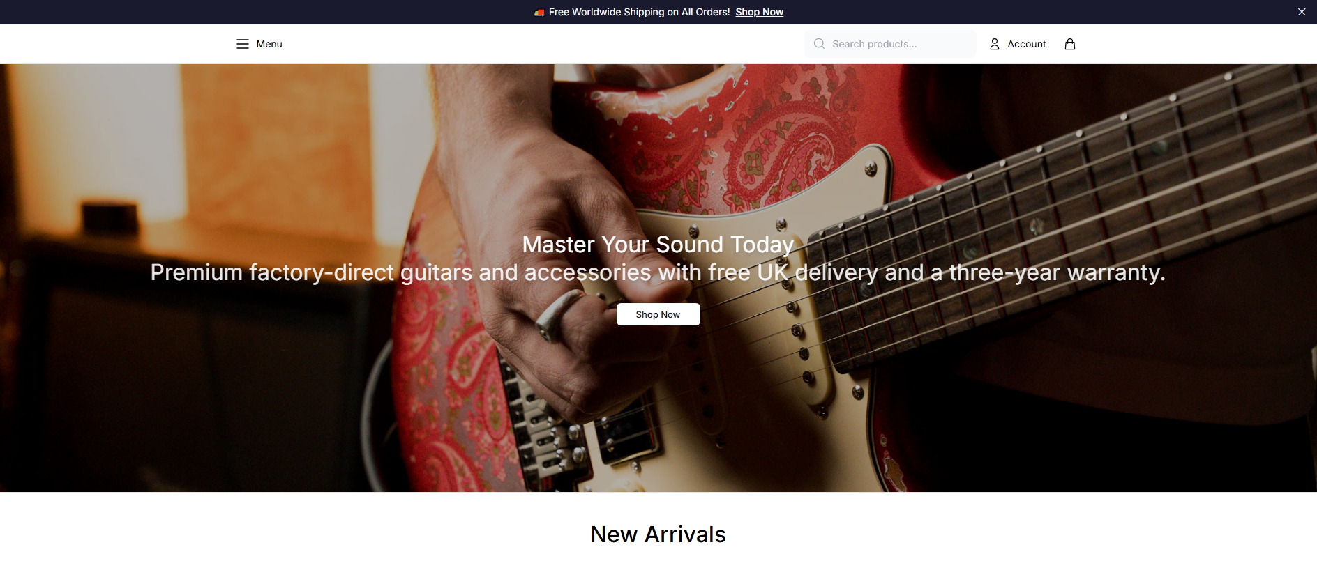 Stored capture of artistguitarsdirect.shop