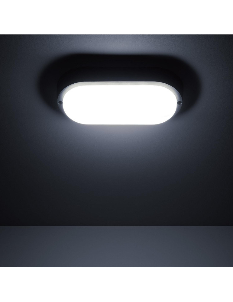 Hublot LED ovale 25 W 4000 K IP65 – Noir