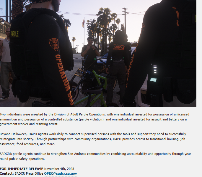 [SADCR] Parole Agents keep families safe on Halloween, Operation Boo ...