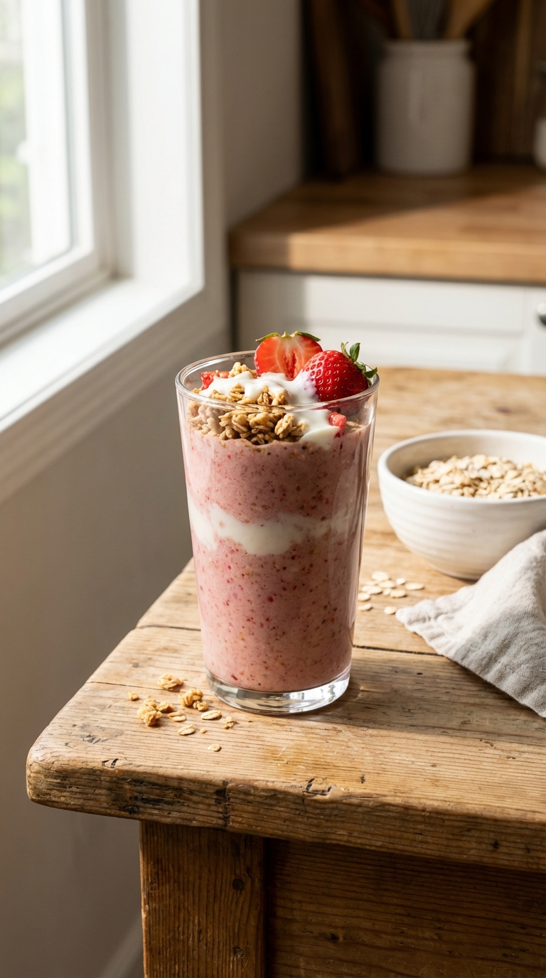 Strawberry Cheesecake Healthy Oats Smoothie Recipes — Sweet and Satisfying