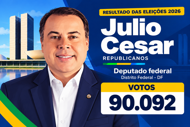 Julio Cesar Ribeiro, do Republicanos, foi reeleito deputado federal pelo Distrito Federal nas elei&ccedil;&otilde;es de 4 de outubro de 2026. O parlamentar recebeu 90.092 votos, equivalentes a 5,39% dos votos v&aacute;lidos para o cargo.