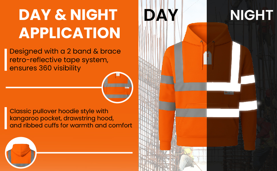 360 degree reflective hoodie visibility at night