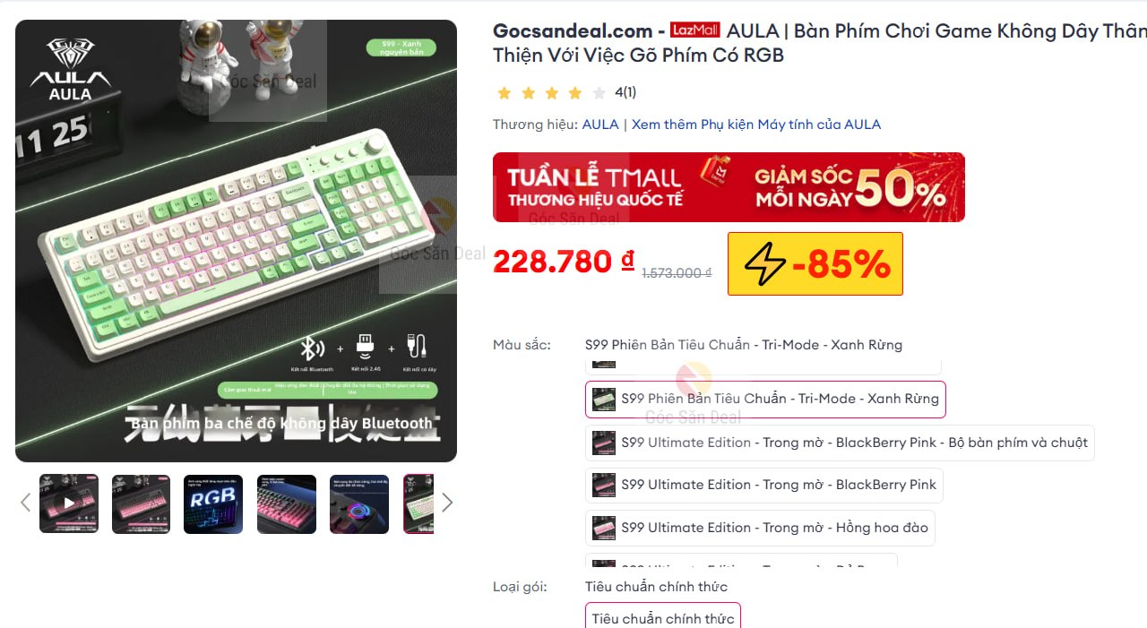 AULA | Bộ Bàn Phím Phim Bluetooth Không Dây Đa Chế Độ Thiết Kế Êm Ái