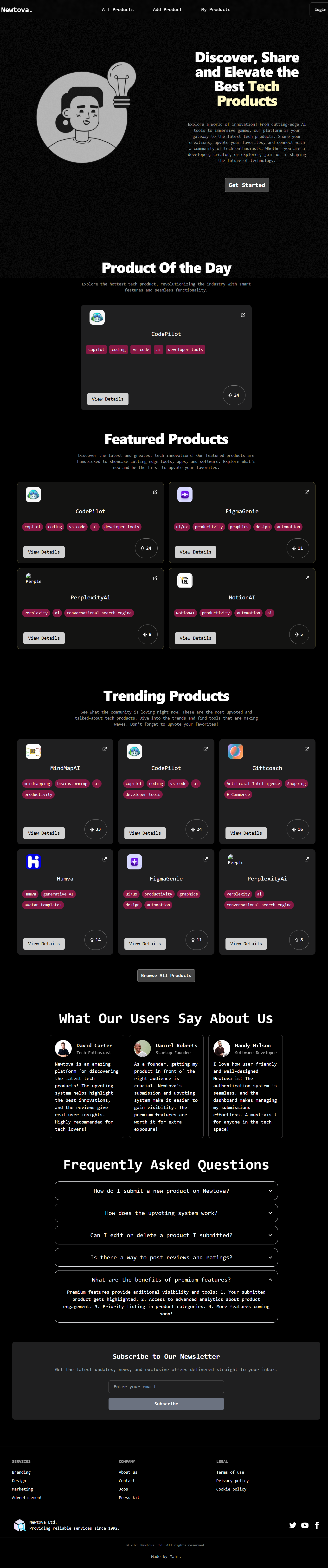 Newtova Full Web Application Screenshot