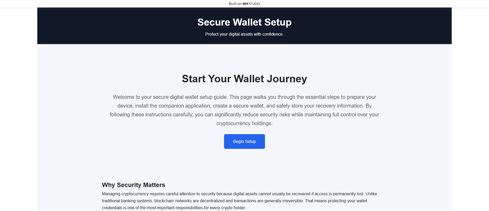 Forensic screenshot of startapps-ledgrr.wixstudio.com showing the phishing page layout