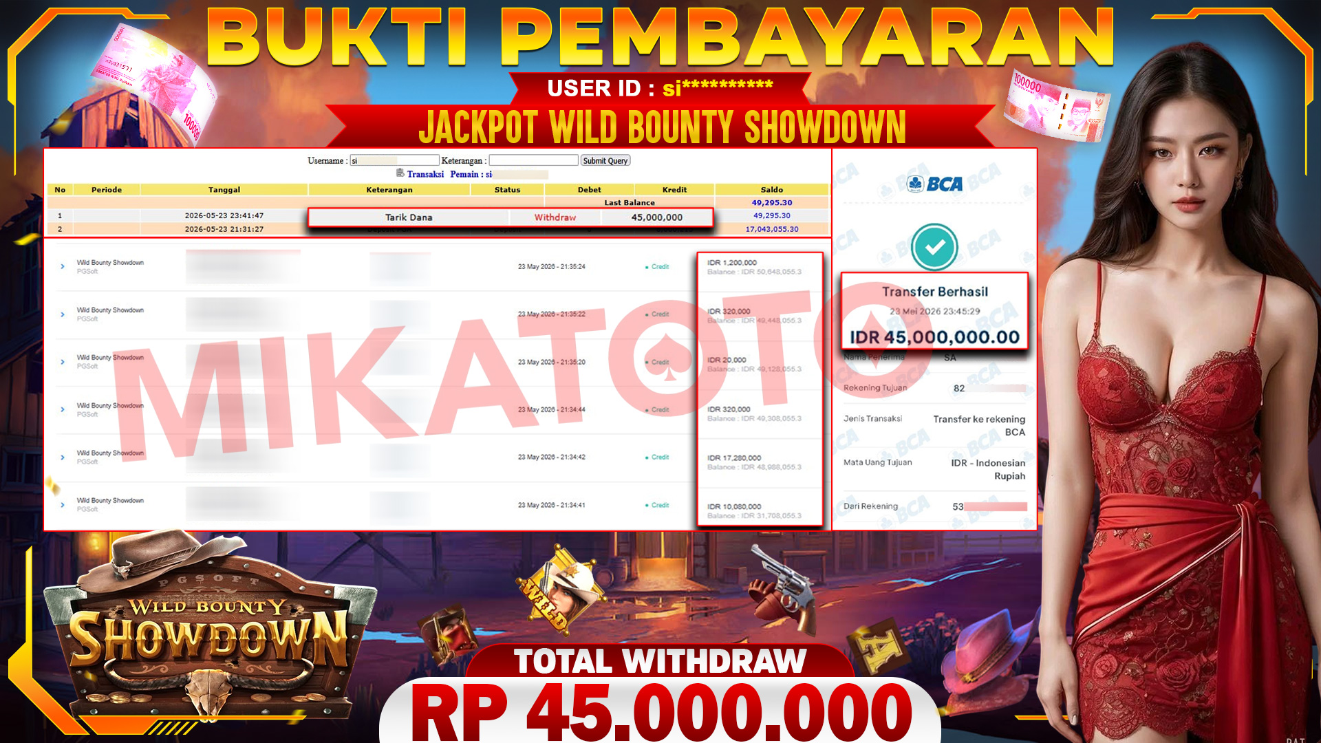 🏆 SELAMAT KEPADA PEMENANG JACKPOT DI Wild Bounty Showdown - PGSoft 45,000,000🏆