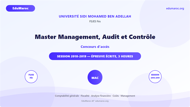 Master Management, Audit et Contrôle (MAC) — FSJES Fès 2018-2019