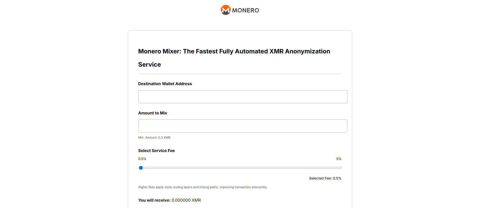 Stored capture of moneromixer.org
