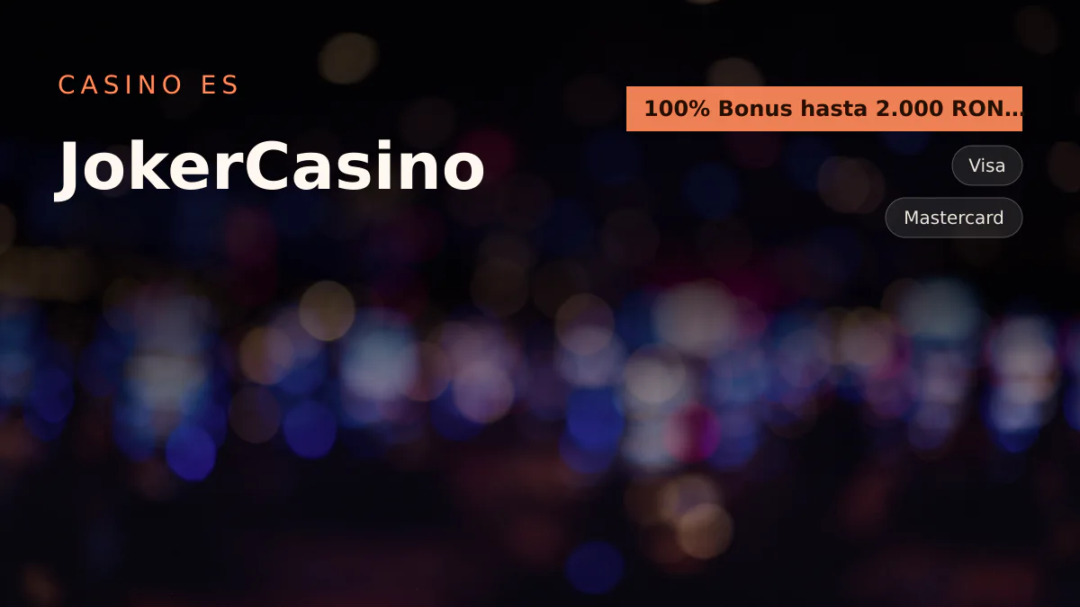 JokerCasino � bono de bienvenida 100% Bonus hasta 2.000 RON + 100 Rotiri Gratui + 555 FS, pagos: Visa, Mastercard, Apple Pay