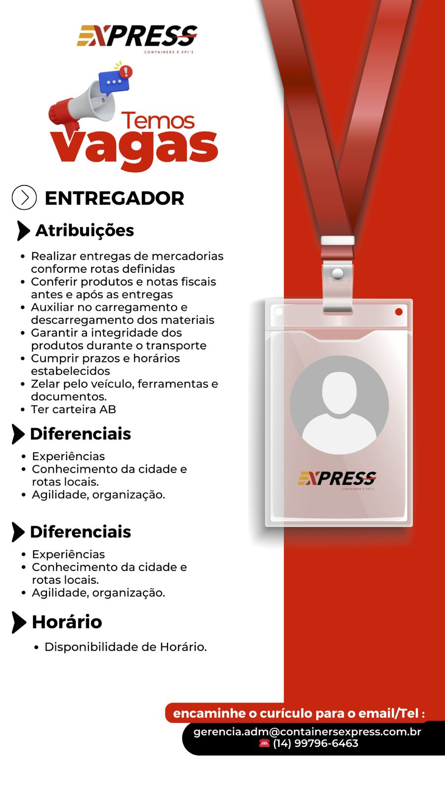 VAGA PARA ENTREGADOR - Imagem 1