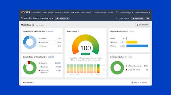 Ahrefs Dashboard Site Explorer and Backlink Profile Analysis