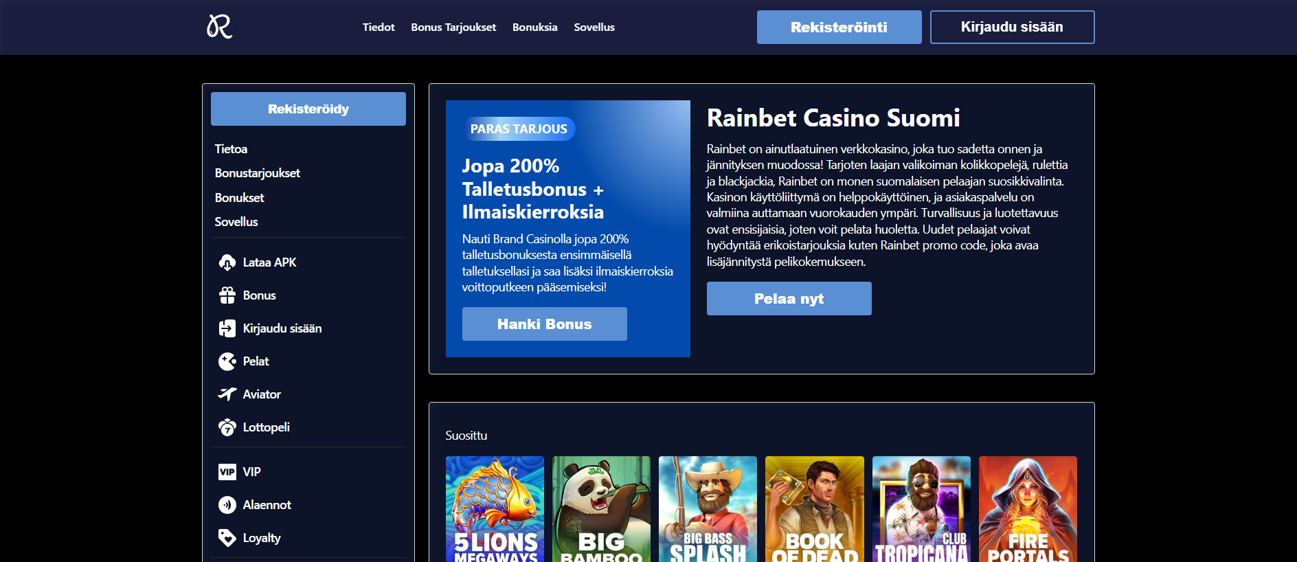 Stored capture of rainbetcasinosuomi.com