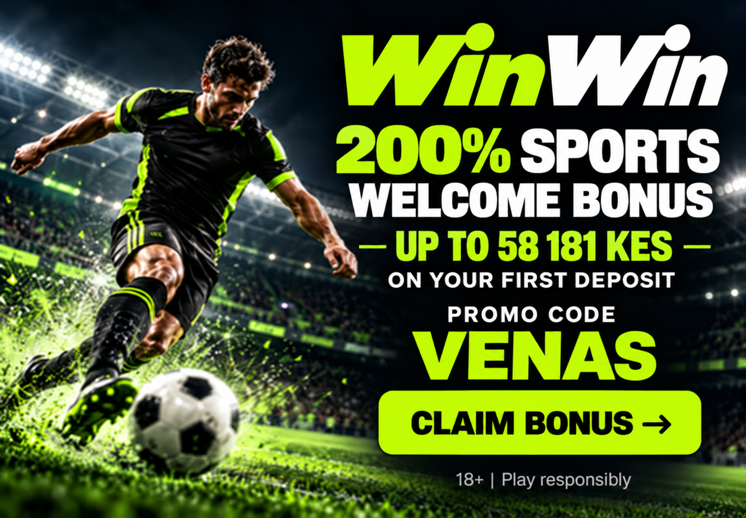 WinWin sports betting. Promo code VENAS. Play now. 18+. Play responsibly.