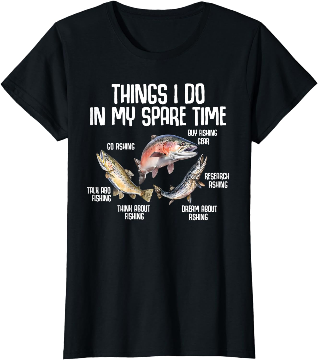 Funny Retro Fishing Reel Cool Dad Thing I Do In Spare Ladies’ Crewneck T-Shirt