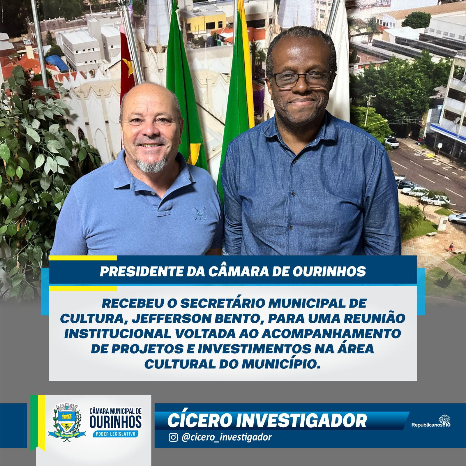 Presidente da Câmara Cicero Investigador recebe Secretário Municipal de Cultura Jefferson Bento
