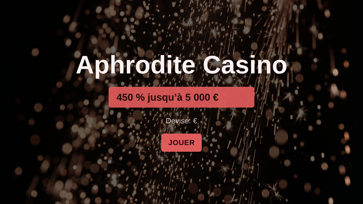 Aphrodite Casino — bonus de bienvenue 450 % jusqu’à 5 000 €, paiements: Visa, Mastercard, Skrill, Neteller, USDT