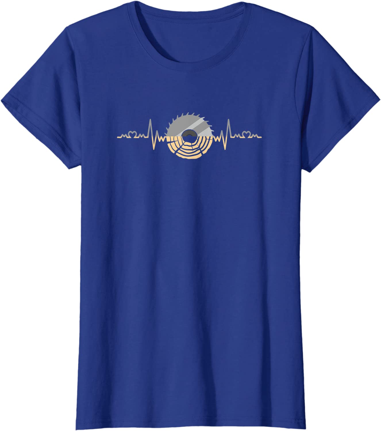 Heartbeat Wood And Saw Modern Awesome Woodworking Ladies' Crewneck T-Shirt