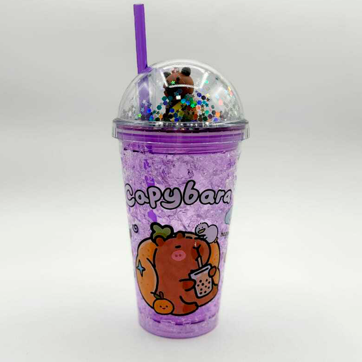 Colores disponibles del vaso Capibara con doble fondo y glitter