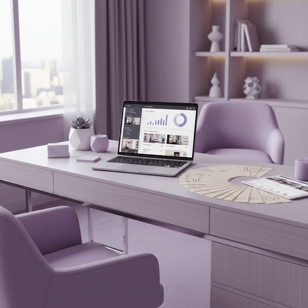 Hotel marketing workspace with guest review cards and OTA updates