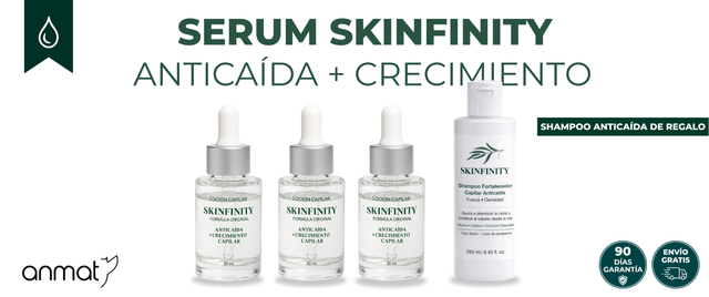 Serum Skinfinity Anticaida + Crecimiento: serum, shampoo y acondicionador, aprobado ANMAT, 90 dias de garantia y envio gratis