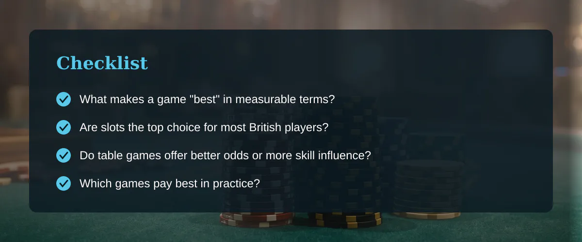 Which online casino game is best for UK players? — Checklist