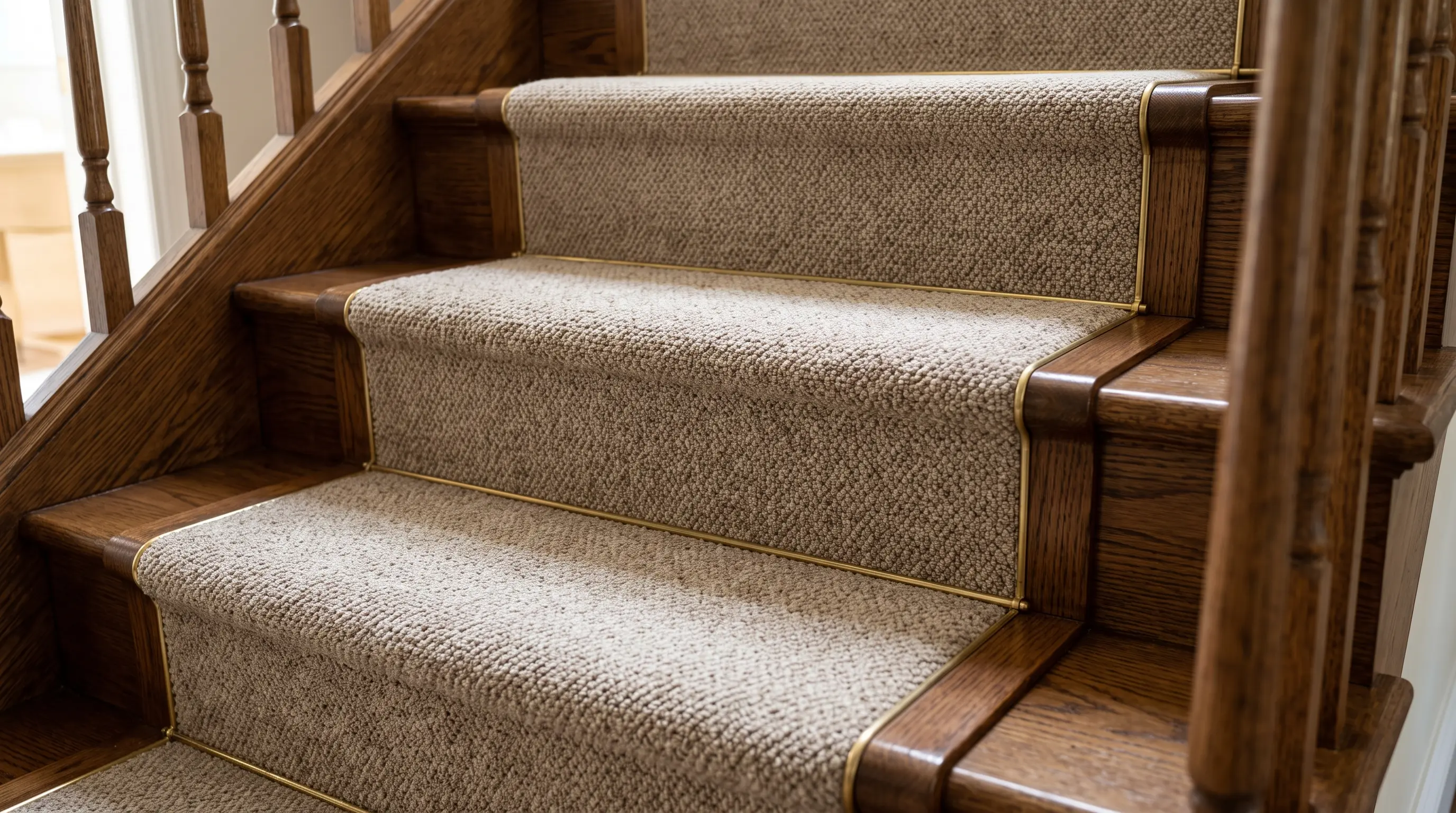 Carpeted Insets Wood Border Stairs