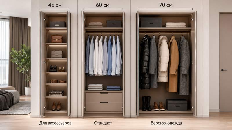 Сравнение глубины шкафов